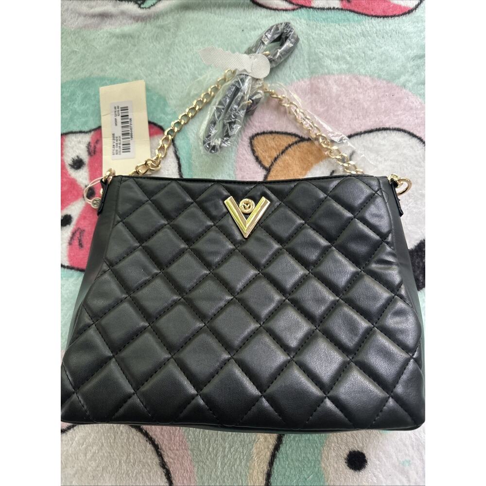 NWT Valentino Orlandi Black Quilted Monogram Handbag Crossbody MSRP $278 V-2005